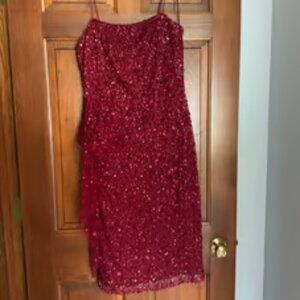 Adrianna Papell rich burgundy sequin shift dress BNWT sz8